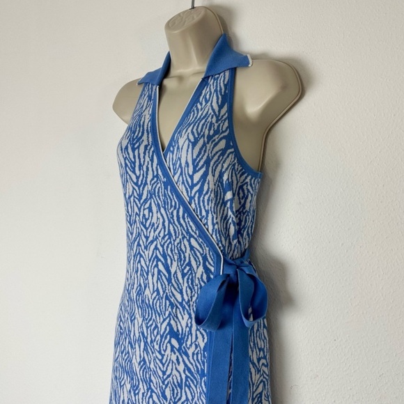 Diane Von Furstenberg DVF x Target Midi Wrap Sweater Dress x-Small Sea Twig Blue - Picture 12 of 12